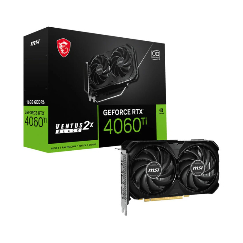 MSI GeForce RTX 4060 Ti Ventus 2X Black 16G OC GDDR6 Graphics Card - كرت شاشة